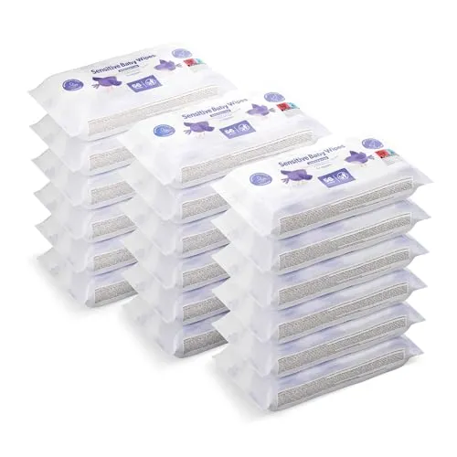 by Amazon Sensitive Babyfeuchttücher 1008 Tücher, unparfümiert, 18 Packungen à 56 Stück