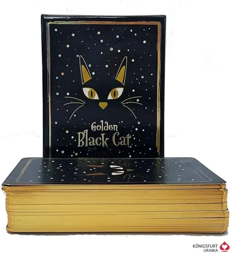 Golden Black Cat Tarot - 78 Karten mit Goldfolie und Booklet - Kartenspiel mit hochwertiger Stülpdeckelschachtel, 78 Karten im Golddruck und einem informativen 96-seitigen Booklet für tiefere Einsichten.
