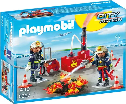 PLAYMOBIL 5397 - Brandeinsatz mit Löschpumpe - Playmobil Feuerwehrspielset mit befüllbarer Löschpumpe für echtes Wasser und 2 Figuren, ideal für actionreiche Lösch-Einsätze im Kinderzimmer!