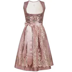 Edelnice Dirndl Madeleine 34 - Trachtenmode, stilvolles Midi Dirndl in zartem Rosé mit seitlichem Reißverschluss für einen eleganten Look bei jedem Anlass.