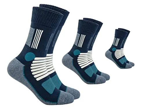 FOOTNOTE 3 Paar Gepolsterte Wandersocken Arbeitssocken Sportsocken für Herren Damen Ohne Gummibund (DE/NL/SE/PL, Numerisch, 43, 46, Regular, Regular, Blau)