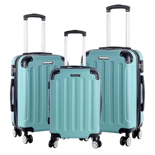 3er Kofferset - Robuste ABS-Hartschalenkoffer mit TSA-Schloss - Gepäck-Sets: Langlebige ABS-Koffer in M, L, XL mit erweiterbarer Kapazität und leisen 360° Doppelrädern für müheloses Reisen.