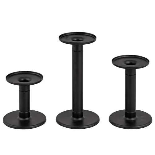 bremermann Kerzenhalter 3er-Set 2in1 - Schwarz Matt - Kerzenständer 2in1 für Stumpen- und Stabkerzen, modernes Design, ideal für stilvolle Deko in jedem Raum.