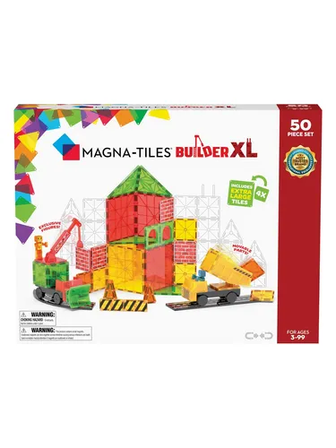 MAGNA-TILES® Builder XL 50-Piece - Modellbauzubehör für kreative Bauprojekte. Das Set enthält austauschbare Teile für Fahrzeuge und fördert spielerisch die Feinmotorik und Kreativität von Kindern ab 3 Jahren.