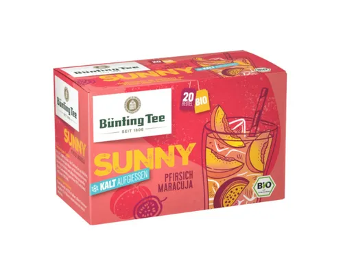 Bünting Tee Tee, Bünting Tee Bio Sunny Pfirsich-Maracuja fruchtig 20x2,5g Packung 50g