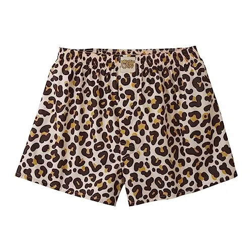 Lousy Livin Boxershorts "Leroy" Beige/Braun M - Bequeme Boxershorts aus 100% Bio-Baumwolle mit attraktivem Leopard-Motiv. Ideal für jeden Tag, sorgt für hohen Tragekomfort und eine lockere Passform.