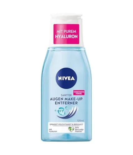 NIVEA Sanfter Augen Make-Up Entferner (125 ml) - Make-up-Reinigungswasser, sanfte Reinigung für empfindliche Augen, entfernt gründlich Wimperntusche und Make-Up, ideal auch für Kontaktlinsenträger*innen.