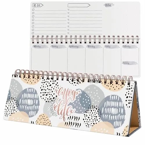 SIGEL JP101 Wochenplaner undatiert, Tischkalender ohne Datum, 100 g/m², Hardcover, 53 Wochen, 124 Seiten, Apricot Inspiration, aus nachhaltigem Papier, Jolie, undated Planner