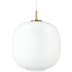 Louis Poulsen VL45 Radiohus Pendelleuchte - Elegante Beleuchtung für Ihr Zuhause - Lampen – Ikonisches Design von Vilhelm Lauritzen mit hochwertigem Opalglas und unbehandeltem Messing für optimale Lichtverteilung und zeitlose Patina.