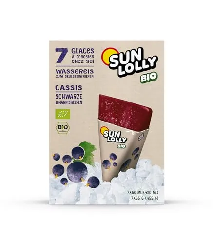  Sun Lolly Bio-Schwarze Johannisbeere, Wassereis, 7 Packungen 6,05€/1l