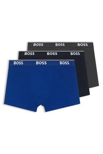 BOSS Herren Langer Boxer "Brief 3 PACK" in M - Herrenunterhosen im 3er-Pack aus 95% Baumwolle und 5% Elasthan, weich und elastisch für optimalen Tragekomfort. Farben: blau, navy, anthrazit.