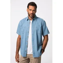 JP1880 Kurzarmhemd Denimhemd Denim Halbarm Modern Fit Passform blau 8XL