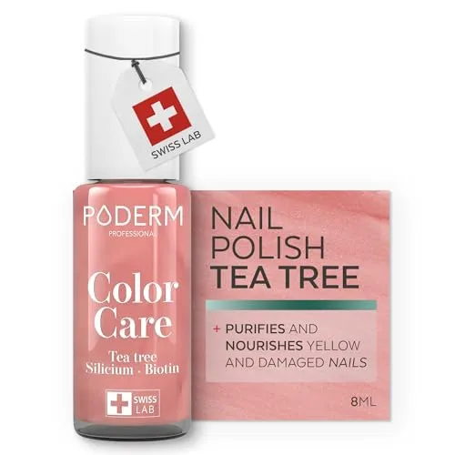 PODERM Teebaum-Nagellack Color Care Roségold Glänzend - Langanhaltender Nagellack in elegantem Roségold, mit 85% natürlichen Inhaltsstoffen für ein glänzendes Finish.