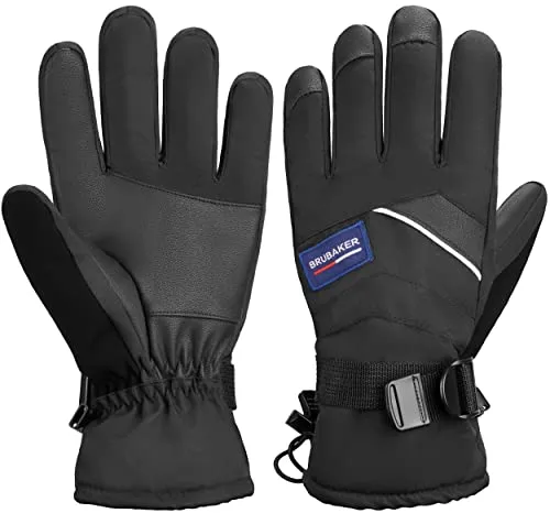 BRUBAKER Winterhandschuhe Wasserdicht und Winddicht - Herren und Damen Handschuhe für kalte Tage - Extra Warme Thermo Skihandschuhe für Ski Snowboard Winter und Schnee - Schwarz Größe L/XL