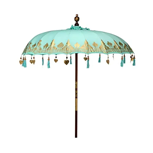 Butlers Sonnenschirm in Türkis, 180x180 cm, aus Holz und Textil - Der elegante türkisfarbene Sonnenschirm mit Ø 180 cm bringt orientalisches Flair in jeden Garten. Aus hochwertigem Mangoholz und 100% Baumwolle gefertigt, bietet er stilvollen Sonnen- und Sichtschutz.