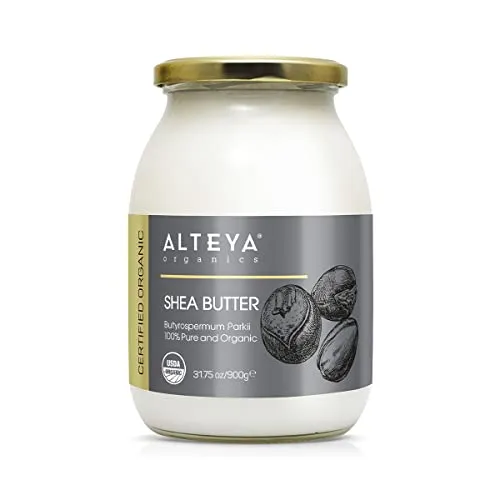 Alteya Organic Bio Sheabutter 900 g – USDA Organic Zertifiziert 100% Rein Vegan – alle Hauttypen, Natürliche Körperbutter - Gesicht, Lippen, Haare - Pflegt, Schützt, Befeuchtet
