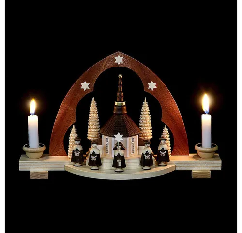 Mueller Schwibbogen Kurrende Spitzbogen, 30 cm - Weihnachtlicher Zierschmuck, handgefertigt aus dem Erzgebirge, bringt festliche Stimmung in Ihr Zuhause.