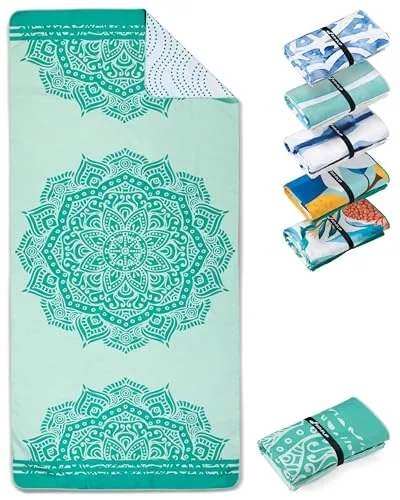 Fit-Flip Strandtuch XXL aus Mikrofaser - leicht und schnelltrocknend - 100% recyceltes Strandhandtuch - kompaktes Handtuch zum Baden - Badetuch (Mandala 200x90cm)