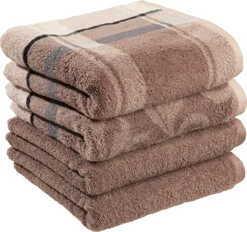 Erwin Müller Handtuch-Set 4er-Pack braun 50x100 cm - Handtücher aus 100% Baumwolle, kuschelweich und saugstark. Mit beidseitigen Schlaufen zum praktischen Aufhängen. Ideal für ein stilvolles Badezimmer!