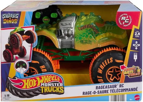 Hot Wheels Monster Trucks R/C Rageasaur 1:15 (JBH03) - Ferngesteuertes für Kinder, beeindruckender Monster Truck im Maßstab 1:15 mit kraftvollem RC-Antrieb für spannende Abenteuer.