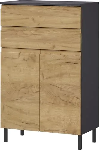 Tchibo Kommode »Salinas« - 60x34x97cm - braun aus Holz - Kommode mit 2 Schubladen und 2 Türen, kratzfest und widerstandsfähig, ideal für langlebige Nutzung in jedem Raum.