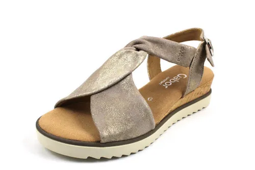 Gabor Comfort Sandaletten – Bequeme Keilsandalen in Beige, Gr. 6½ - Wanderschuhe: Bequeme Gabor Sandaletten mit 4,5 cm Keilabsatz, ideal für lange Tage. Aus hochwertigem Glattleder und Microfaser für optimalen Tragekomfort.
