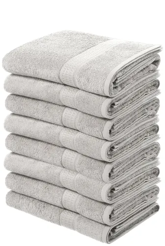 OTTO HOME Handtuch Set "Juna" – 8 Stück, 50x100 cm, hellgrau - Das Handtuch Set "Juna" von OTTO HOME überzeugt durch seine stilvolle Strukturbordüre und das hautfreundliche Material aus 100% Baumwolle. Pflegeleicht und mit hoher Feuchtigkeitsaufnahme, ideal für Ihr Badezimmer.