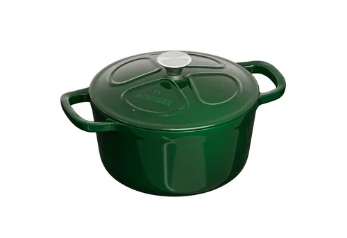 Navaris Gusseisen Topf 2,5l - Vielseitiger Bratentopf in Grün - Kasserolle für alle Kochflächen, spülmaschinenfest und ideal für Braten, Eintöpfe oder Kuchen. Mit gleichmäßiger Wärmeverteilung für perfekte Ergebnisse.