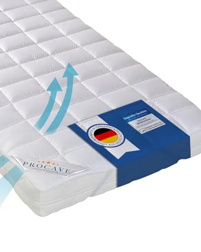 PROCAVE® Matratzenschoner 110x210 cm | Atmungsaktive Matratzenauflage mit 4 Eckgummis - Schützen Sie Ihre Matratze effektiv mit dieser atmungsaktiven Auflage. Sie ist hygienisch, bis 60 Grad waschbar und bietet hohen Schlafkomfort. Ideal für alle Matratzen und mit elastischen Gummis für perfekten Halt.