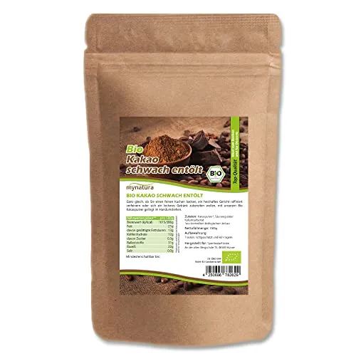 Mynatura Bio Kakao, schwach entölt - 1000g - Hochwertiges, schwach entöltes Kakaopulver aus biologischem Anbau. Ideal zum Backen und Verfeinern von Desserts, mit intensivem Geschmack und natürlichen Antioxidantien.