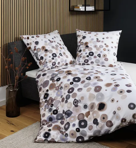 Janine Bettwäsche 2-teilig MODERN ART - Mako-Satin - Bettwäsche aus 100% Baumwolle, temperaturausgleichend und hautsympathisch, mit praktischem Reißverschluss für einfachen Komfort. Ideal für einen erholsamen Schlaf!