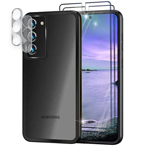 NALIA Matte Handyhülle für Samsung Galaxy S23 Plus - Stoßfester Silikon-Rahmen & Semi-Transparent - FUZION (Anti-Fingerprint Case) - Marke aus Berlin, Farbe:Schwarz