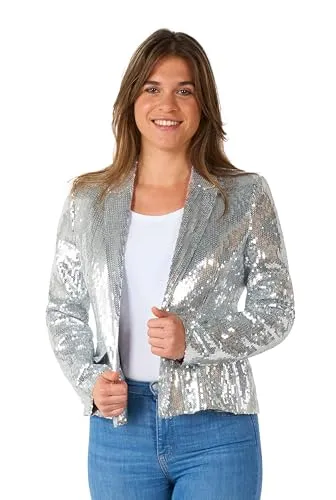 Suitmeister Damen-Blazer mit Pailletten in Silber – Stilvoller Party-Blazer für jeden Anlass - Dieser schicke Paillettenblazer in Silber überzeugt mit modernem Design und taillierter Passform. Ideal für festliche Anlässe wie Hochzeiten oder Partys. Verfügbar in verschiedenen Größen für den perfekten Sitz!
