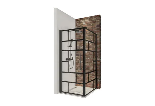 Schulte Eckdusche Alexa Style 2.0 – Drehtür-Duschkabine 80x80 cm - Elegante Duschkabine im Industrial Look mit 5 mm Sicherheitsglas und pflegeleichter Glasversiegelung. Ideal für stilvolle Badezimmer mit komfortablem Zugang durch die platzsparende Drehtür.