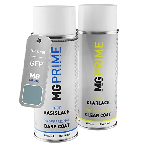 MG PRIME Autolack Sprühdosen Set für Opel GEP / 21Y 16R ATU Eisbergblau Mica Basislack Klarlack Spraydose 400ml