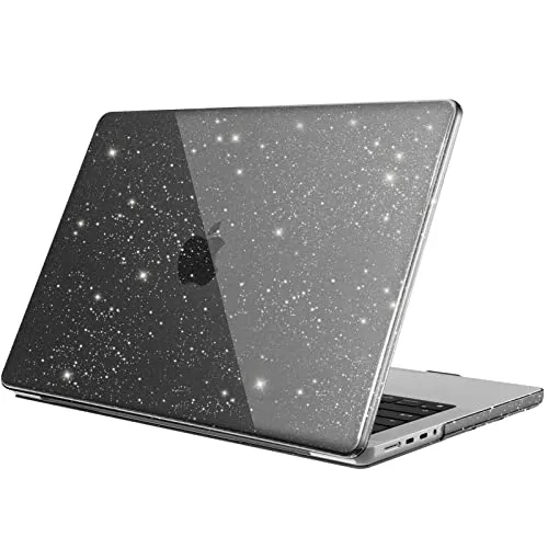 Fintie Hülle Kompatibel mit MacBook Pro 14 Zoll M5 M4 M3 M2 M1 Pro/Max (2026-2021) A3426 A3427 A3434 A3112 A3401 A3185 A2992 A2918 A2779, Schutzhülle Kompatibel mit MacBook Pro 14'', Schwarz(Glitzer)