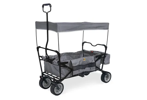Pinolino Klappbollerwagen Paxi in Grau - Bollerwagen mit Sonnendach, Tragetasche und Hecktasche. Ideal für Ausflüge, leicht zusammenfaltbar und mit 70 kg Tragfähigkeit für viel Stauraum.