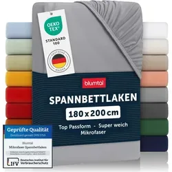 Blumtal Spannbettlaken 180x200cm – Atmungsaktives und weiches Mikrofaser Bettlaken in Grau – 180x200 cm Fitted Sheets für maximalen Komfort - Grau
