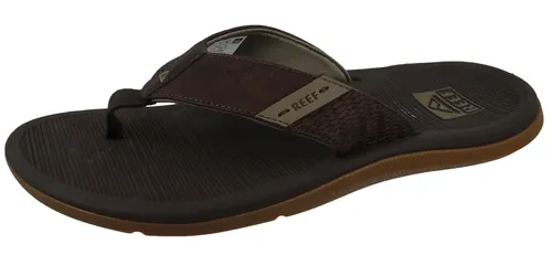 Reef Herren Santa ANA Flipflop - Brown, 45 EU - Herren-Zehentrenner mit wasserfreundlichem, veganem Leder und superweicher Polsterung für optimalen Tragekomfort. Hohe Fußgewölbeunterstützung und rutschfeste Gummisohle sorgen für besten Halt.