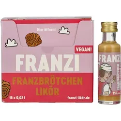 Franzi Franzbrötchenlikör VEGAN - 16x20ml 15% - Veganer Likör mit süßem Zimt- und Vanillegeschmack, gluten- und laktosefrei. Ideal für Genießer, die pflanzliche Alternativen schätzen.