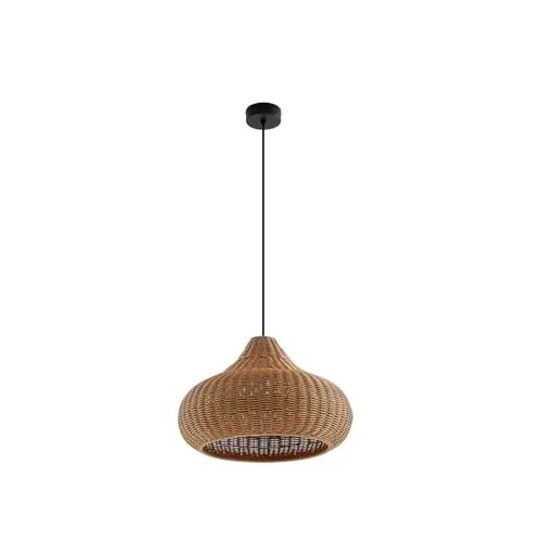 Lucande Hängeleuchten Taniola - Holz IP44, 1 x 15 W LED - Lampen - Stilvolle Außenhängeleuchte aus Rattan und Eisen mit IP44-Schutz, ideal für wetterfeste Beleuchtung im Außenbereich.