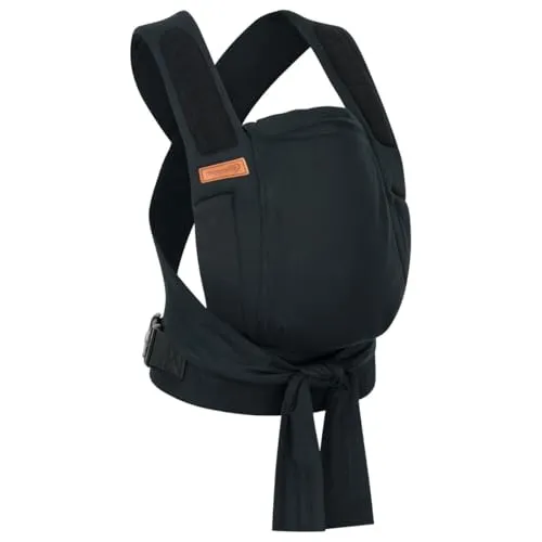 Hoppediz Babytrage Bondolino b.pure Design all black - Babytrage für Neugeborene bis Kleinkinder, ergonomische M-Position für gesunde Hüftentwicklung, vielseitig einsetzbar als Bauch-, Hüft- und Rückentrage.