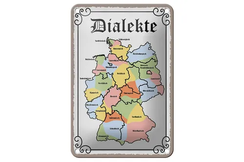 Blechschild Spruch 12X18 cm Dialekte Karte Bundesländer Deko Schild