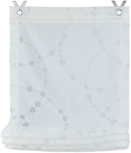 Raffrollo Ösenrollo Cadena Weiss - Modernes Design für Ihr Zuhause - Raffrollo in 80x140 cm, halbtransparent aus hochwertigem Ausbrenner, pflegeleicht und mit geometrischen Mustern. Ideal für stilvolle Fensterdekoration.