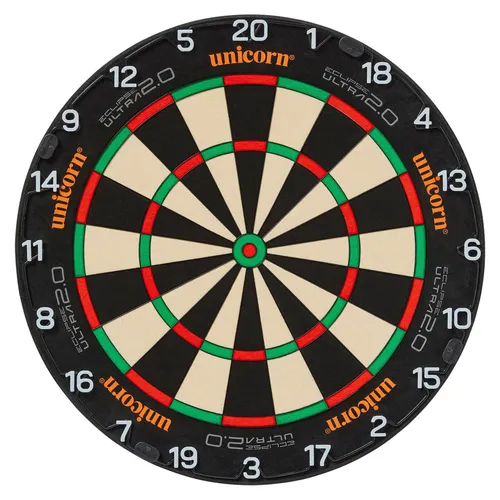 Unicorn Eclipse Ultra 2.0 Dartboard – Profi-Dartscheibe - Das Unicorn Eclipse Ultra 2.0 bietet eine verbesserte Sisal-Oberfläche mit hohem Kontrast und präziser Bullseye-Verstärkung. Ideal für ambitionierte Spieler, um das Beste aus ihrem Spiel herauszuholen.