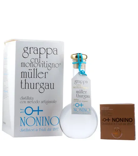 Grappa Nonino Cru Monovitigno Müller-Thurgau - Erleben Sie den einzigartigen Nonino Grappa Cru Monovitigno aus Müller-Thurgau Trester. Fruchtig und frisch, limitiert und nummeriert – ein Genuss für Kenner.