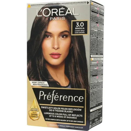 L’Oréal Paris Préférence Haarfarbe Farbton 3 Brasilia - Permanente Haarfarbe - Haarfarben, langanhaltende, lebendige Farbe für bis zu 8 Wochen, kaschiert graue Haare und sorgt für strahlenden Glanz.