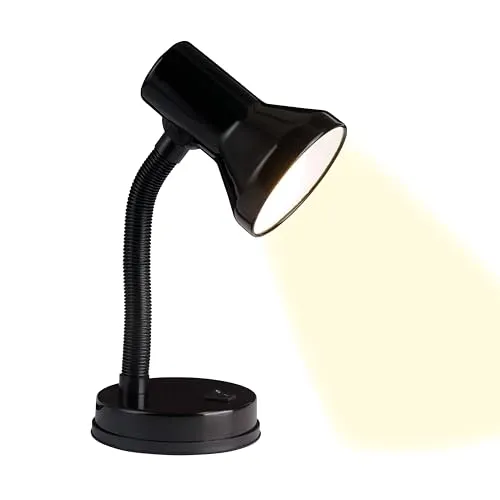 BRILLIANT Junior Tischlampe schwarz – Schreibtischlampe mit Flexarm & Kippschalter – E27 Fassung, LED geeignet – moderne Leselampe