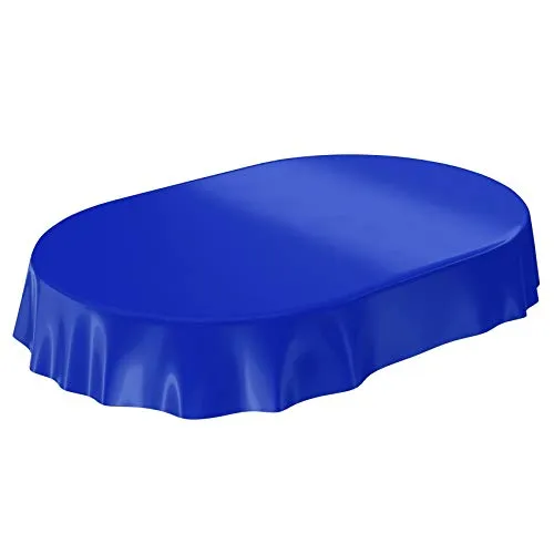 Wachstuchtischdecke Dunkelblau Oval 140 x 200cm – Abwaschbar und Pflegeleicht - Pflegeleichte, abwaschbare Tischdecke mit robustem PVC-Material. Ideal für den Innen- und Außeneinsatz, schützt Ihren Tisch vor Verschmutzungen. Perfekt für Feste, Partys und den täglichen Gebrauch.