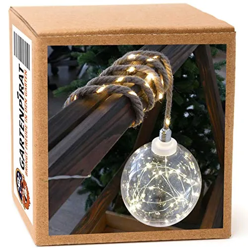 Gartenpirat Lichtkugel LED Ø 20cm - Beleuchten Sie Ihren Garten - Weihnachtsbeleuchtung mit 60 warmweißen LEDs in einer transparenten Kugel, ideal für jede Jahreszeit. Mit Timer und Ein-/Ausschalter, perfekt zum Aufhängen und Dekorieren.